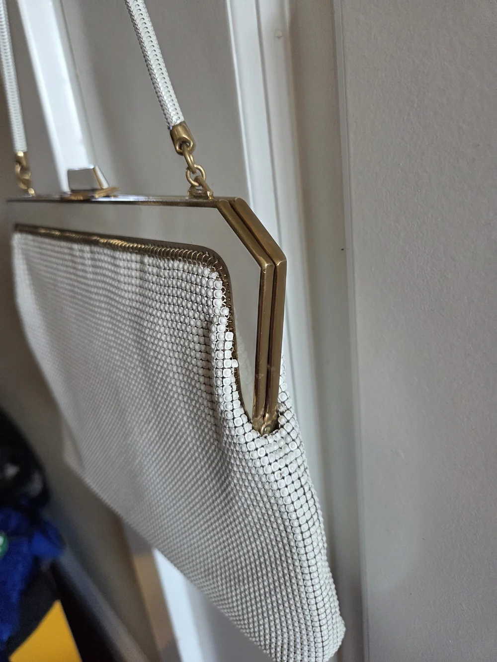 VINTAGE Oroton Ivory Evening Clutch with Gold Frame